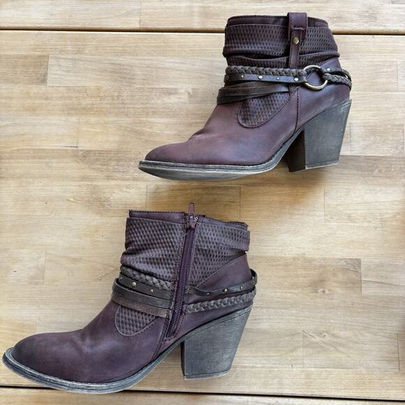 Maurice’s Carol 101878 Western Braided Strappy Ankle Zip Up Bootie Size 9M - Picture 2 of 13